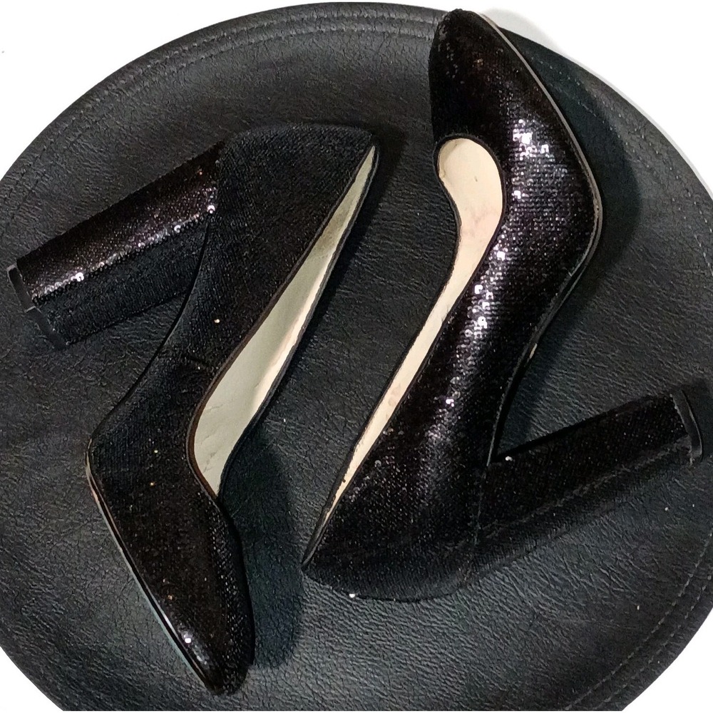 Betsey Johnson SB-Lou Black Sequin Chunky Heels Size 9.5 Shiny Sexy‎ Pumps - Picture 15 of 15
